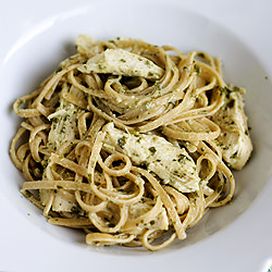 Chicken Fettuccine with Pesto Cream