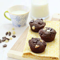 Triple Chocolate Banana Muffins
