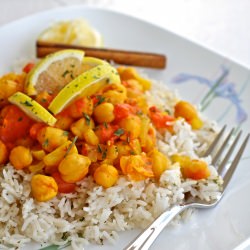 Chickpea Curry on Coconut Rice
