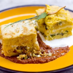 Chilaquile Pie with Mole Tofu