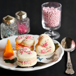 Peach Melba Macarons