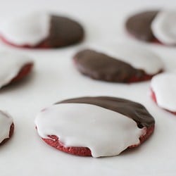 Red Velvet Black & White Cookies
