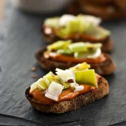 Leek and Romesco Crostini