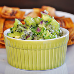 Plantain Chips with Avocado Salsa