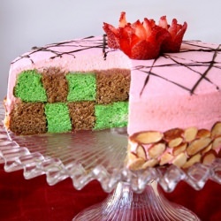 Strawberry Checkerboard Cake