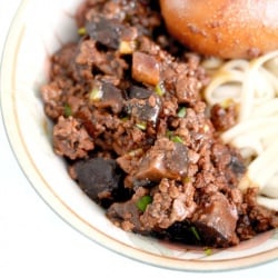 Minced Meat Mushrooms Noodles