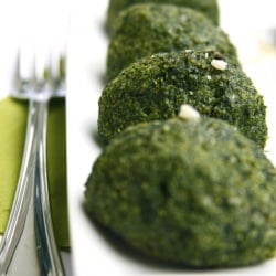 Spinach Parmesan Balls with Pears