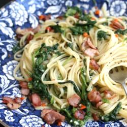 Linguine with Spinach and Bacon