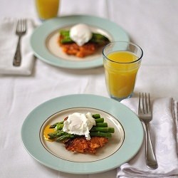Poached Eggs on a Sweet Potato Cake