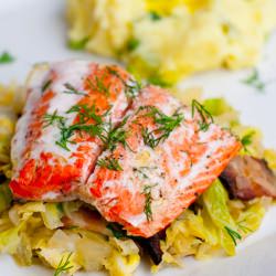 Salmon w/ Cabbage & Bacon
