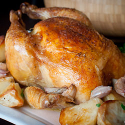 Roast Chicken, Potatoes & Garlic