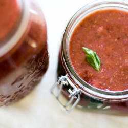 Strawberry Rhubarb Basil Jam