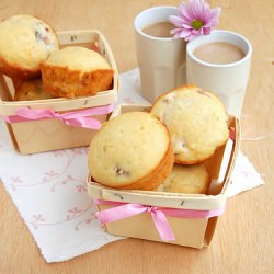 Rhubarb White Chocolate Muffins
