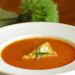 Tomato Soup with Polenta Garnish
