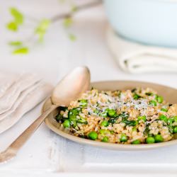 Pea and Spinach Baked Risotto