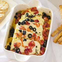 Ricotta Baked with Grapes & Olives