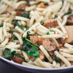 Vegan Sausage and Spinach Macaroni