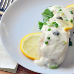 Fish with a Lemon Caper Cream Sauce