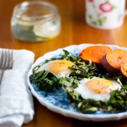 Pan Crisped Greens w/ Eggs