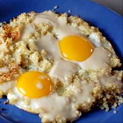 Popped Quinoa and Cheesy Eggs