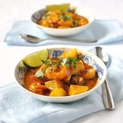 Prawn Curry on Rice