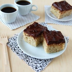 Banana Sheet Cake with Fudgy Choco