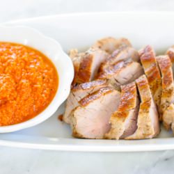 Pork with Roasted Red Pepper Sauce