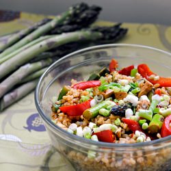 Asian Tofu Asparagus Rice Salad