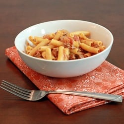 Pasta in a Tomato Beef Sauce