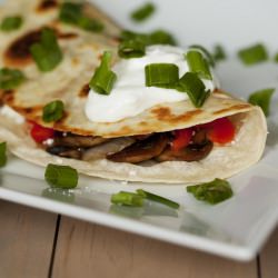 Mushroom, Onion, Pepper Quesadilla