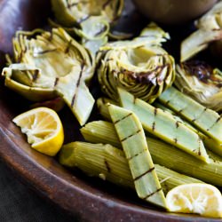 Grilled Artichokes and Stems