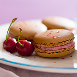 Chocolate & Cherry Macarons