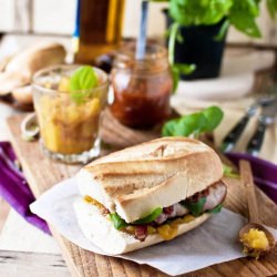 Burger with BBQ and Mango Chutney