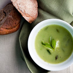 Pea, Edamame and Mint Soup w/ Feta