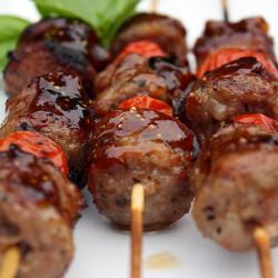 Sausage Kebabs Glazed w/Balsamic