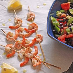 Barbecued Shrimp with Bean Salad