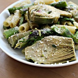 Pasta w/ Artichokes & Asparagus