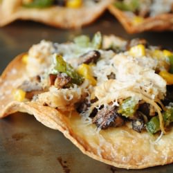 Chicken and Mushroom Tostadas