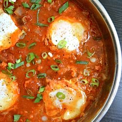 Salsa Poached Eggs w/ Grits