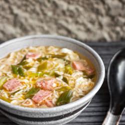 Quick Asian Soup with Smoked Salami