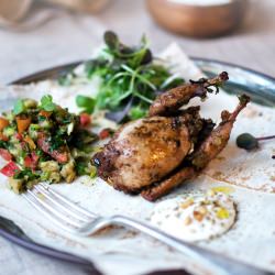 Felafel Stuffed Spiced Quail