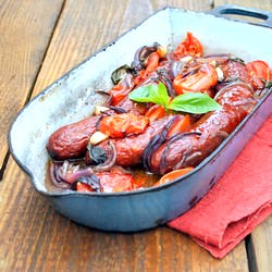 Baked Ostrich Sausages