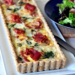 Spinach, Brie, and Prosciutto Tart