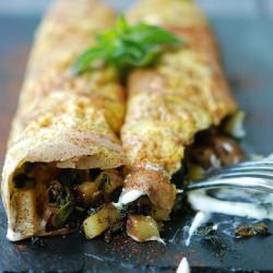 Crepes w Crispy Potatoes and Greens