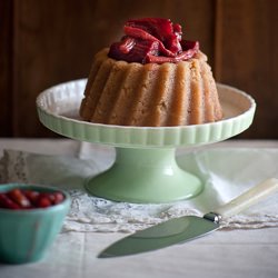 Halva with a Rhubarb Compote