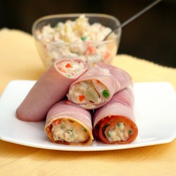 Russian Salad in Ham Cannoli
