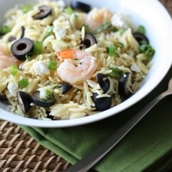 Lemon Feta Orzo with Shrimp