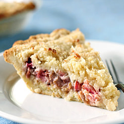 Rhubarb Custard Coconut Crumb Pie