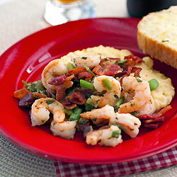 Shrimp & Bacon with Cheese Grits