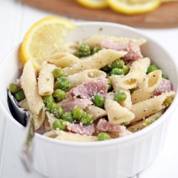 Lemon Pasta with Ham and Peas